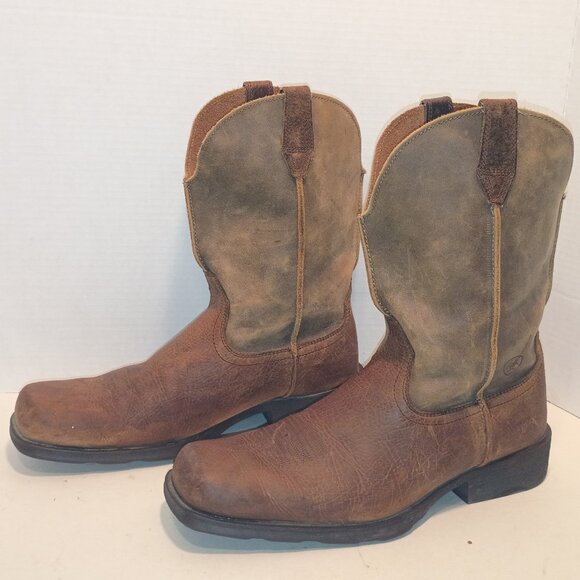 ARIAT "Rambler" Men's Size 11D Pull-on Western Boot Square Toe Brown Leather - Picture 3 of 14